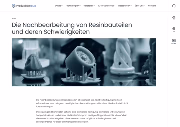 Blogbeitrag von ProductionToGo über die Nachbearbeitung von Resinbauteilen mit drei frisch gedruckten Objekten