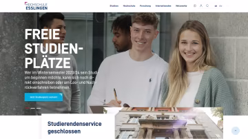 Kampagnenseite der Hochschule Esslingen zu freien Studienplätzen mit Studierenden im Gespräch