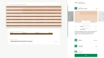 Produktkonfigurator von Lignotrend mit der Vorschau eines Akustikpaneels neben dem Konfigurationsformular