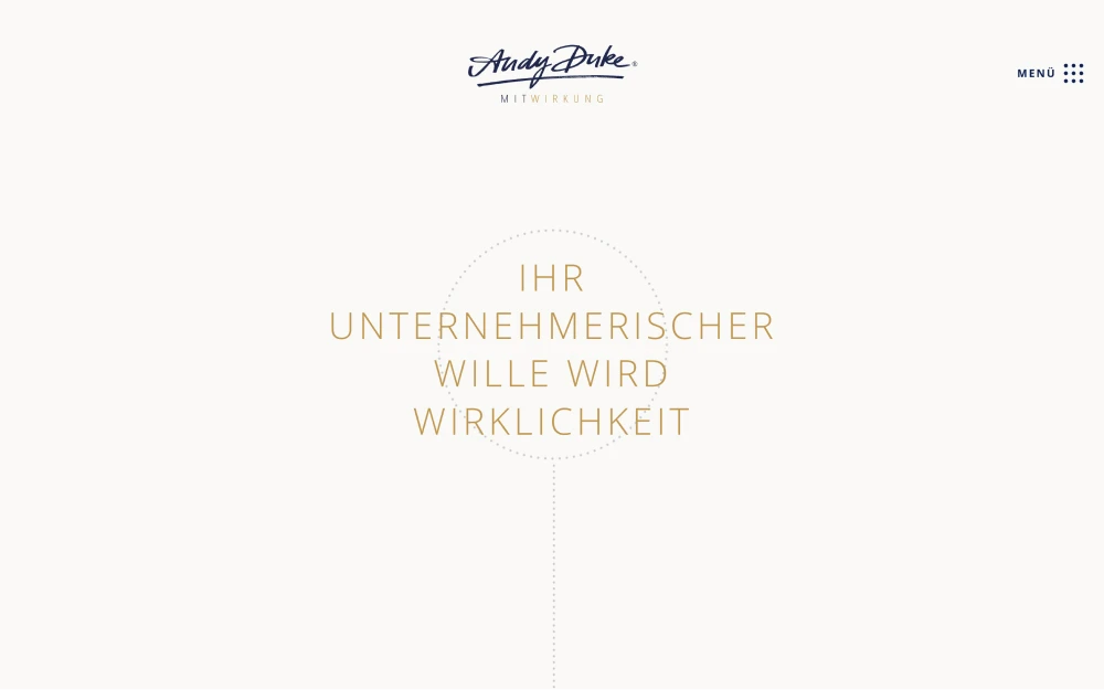 Startseite der Unternehmensberatung Andy Dirke mit dem Leitsatz „Ihr unternehmerischer Wille wird Wirklichkeit“