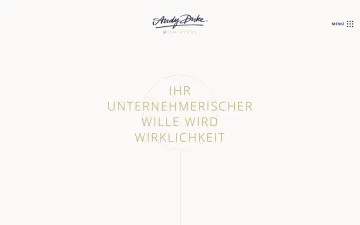 Startseite der Unternehmensberatung Andy Dirke mit dem Leitsatz „Ihr unternehmerischer Wille wird Wirklichkeit“