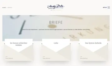 Briefe-Rubrik von Andy Dirke mit drei Beiträgen, dargestellt als aufklappbare Kuverts