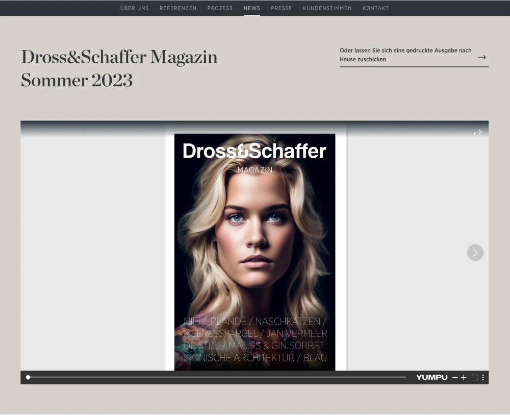 Digitale Magazinausgabe von Dross&Schaffer für den Sommer 2023 im Blätter-Viewer